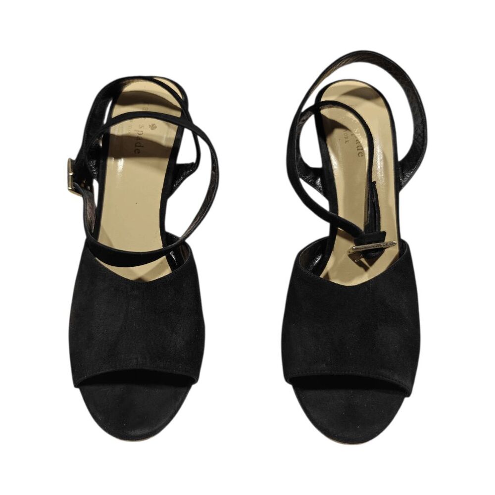 KATE SPADE Coup Black Suede Open Toe Ankle Strap Sandal Size 9.5B - Picture 4 of 7